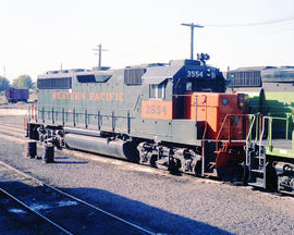 Western Pacific Railroad diesel locomotive 3554 at Pasco, Washington on September 25, 1980.