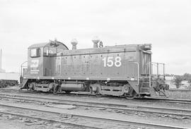 Burlington Northern diesel locomotive 158 at Minneapolis, Minnesota in 1973.