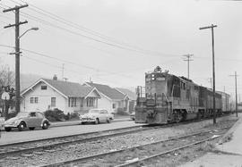 Northern Pacific diesel locomotive 239 at Renton, Washington, in 1970.