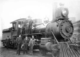 Columbia and Puget Sound Railroad steam locomotive number 9 at Seattle, Washington, circa 1910.