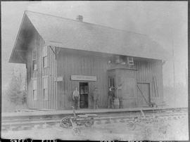 Northern Pacific station at Granite Falls, Washington, circa 1895.