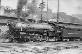 Northern Pacific steam locomotive number 2262 at Argo, Washington, circa 1940.