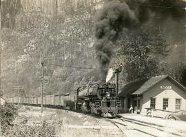 Great Northern Railway steam locomotive 2041 at Index, Washington in 1928.