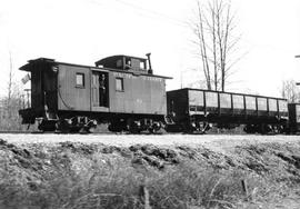 Pacific Coast Railroad wood caboose number 53 at Maple Valley, Washington in 1943.