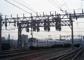 New Jersey Transit Lines electric locomotive 1317 at Hoboken, New Jersey in April 1988.