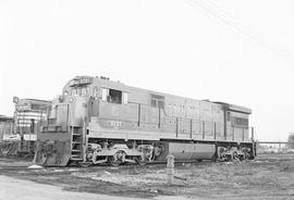 Burlington Northern diesel locomotive 5721 at Galesburg, Illinois in 1972.