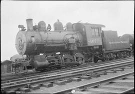 Northern Pacific steam locomotive 1077 at Billings, Montana, in 1934.