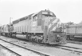 Burlington Northern diesel locomotive 6482 at Vancouver, Washington in 1971.