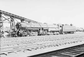 Northern Pacific steam locomotive 5005 at Livingston, Montana, in 1953.