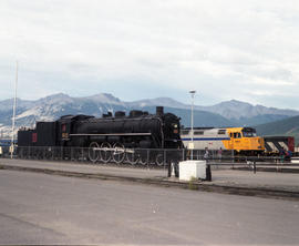 Canadian National Railway Company steam locomotive 6015 at Jasper, Alberta on August 09, 1989.