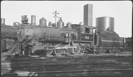 Northern Pacific steam locomotive 56 at Tacoma, Washington, in 1938.