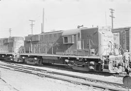 Northern Pacific diesel locomotive number 908 at Tacoma, Washington, in 1970.