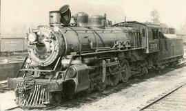 Great Northern Railway steam locomotive 3308 at Skykomish, Washington in 1924.