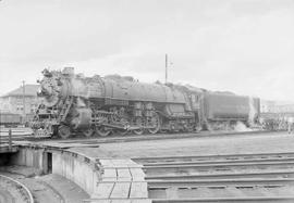 Northern Pacific steam locomotive 2687 at Missoula, Montana, in 1953.