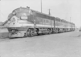 Northern Pacific diesel locomotive number 6017 at Auburn, Washington, circa 1952.