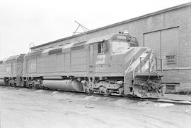 Burlington Northern diesel locomotive 6621 at Auburn, Washington in 1971.