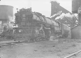 Northern Pacific steam locomotive 5104 at Missoula, Montana, in 1943.