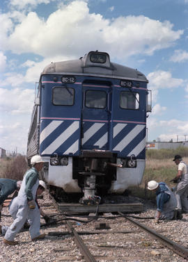 British Columbia Railway Company rail diesel car BC-12 at Dawson Creek, British Columbia on May 2...