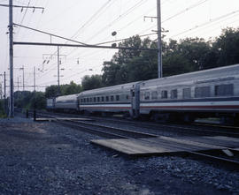 Amtrak train at Bowie, Maryland on July 5, 1982.