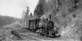 Pacific Coast Railroad freight train at Maple Valley, Washington, circa 1939.