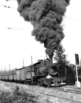 Pacific Coast Railroad freight train at Maple Valley, Washington in 1951.