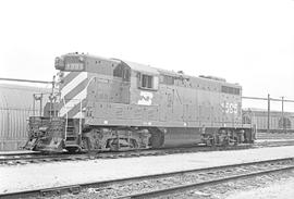 Burlington Northern diesel locomotive 1595 at Lincoln, Nebraska in 1972.