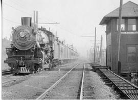 Northern Pacific steam locomotive number 2262 at Black River, Washington, circa 1928.