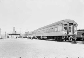 Northern Pacific Mainstreeter at Garrison, Montana, circa 1954.