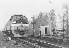 Northern Pacific passenger train number 408 at Kelso, Washington, in 1968.