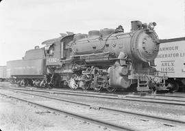 Northern Pacific steam locomotive 1192 at Laurel, Montana, in 1949.