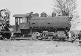 Unidentified Steam Locomotive Number 7, circa 1950.