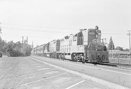 Southern Pacific Railroad diesel locomotive number 3001 at Palo Alto, California in 1973.