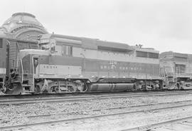 Burlington Northern diesel locomotive 2216 at Tacoma, Washington in 1971.