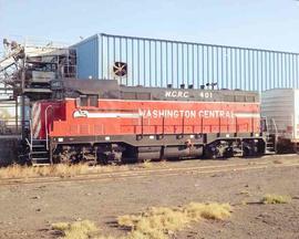 Washington Central Railroad Diesel Locomotive Number 401 at Kennewick, Washington in 1990.