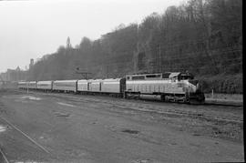 Burlington Northern diesel locomotive 9855 at Tacoma, Washington, on April 3, 1971.