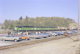 Burlington Northern diesel locomotive 6474 at South Seattle, Washington in 1971.