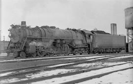 Northern Pacific steam locomotive 2687 at Staples, Minnesota, in 1950.