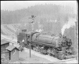 Northern Pacific steam locomotive 4025 at Stampede, Washington, circa 1927.