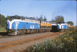 Great Northern Diesel Locomotive 312A, 312B, 576 at Floodwood, Minnesota, 1969