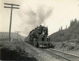 Great Northern Railway steam locomotive 2040 in Washington State in 1937.