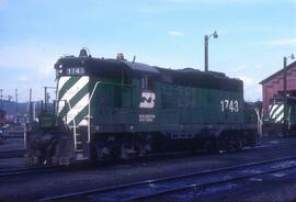 Burlington Northern 1743 at Spokane, Washington in 1978.