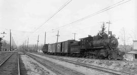 Pacific Coast Railroad freight train at Maple Valley, Washington in 1941.