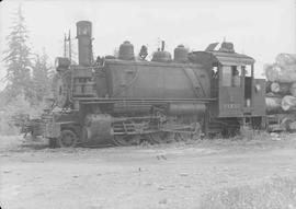 Port Angeles Western Steam Locomotive Number 2 at Sappho, Washington, circa 1947.