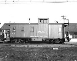 Pacific Coast Railroad caboose number X1 at Renton, Washington in July 1968.