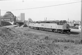 Amtrak diesel locomotive 558 at Tacoma, Washington in April 1975.