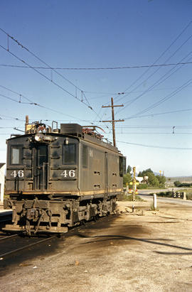 Butte, Anaconda and Pacific Railroad electric locomotive 46 at Butte, Montana in 1964.