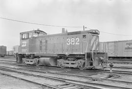 Burlington Northern diesel locomotive 382 at Auburn, Washington in 1972.
