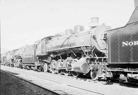 Northern Pacific steam locomotive 1529 at Livingston, Montana, in 1954.