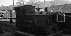 Pacific Coast Railway gas locomotive number 120 in California, circa 1939.