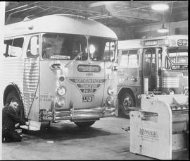 Northern Pacific Transport bus, number B41-20 at Tacoma, Washington, in 1960.